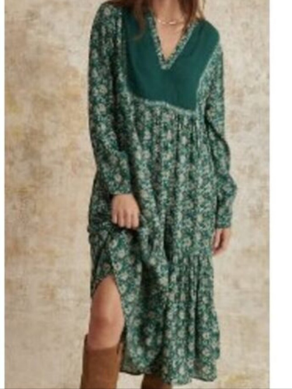 Garance Paris Green Paula Midi Dress Sz. M Prairie Farmcore
